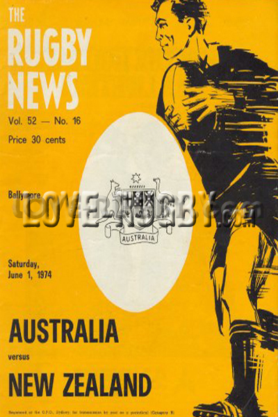 1974 Australia v New Zealand  Rugby Programme